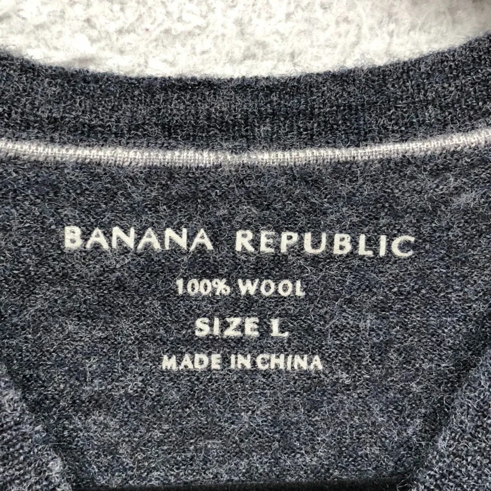 Banana Republic Wool Sweater Jumper Mens Large Gray Preppy Academia V Neck Y2K
